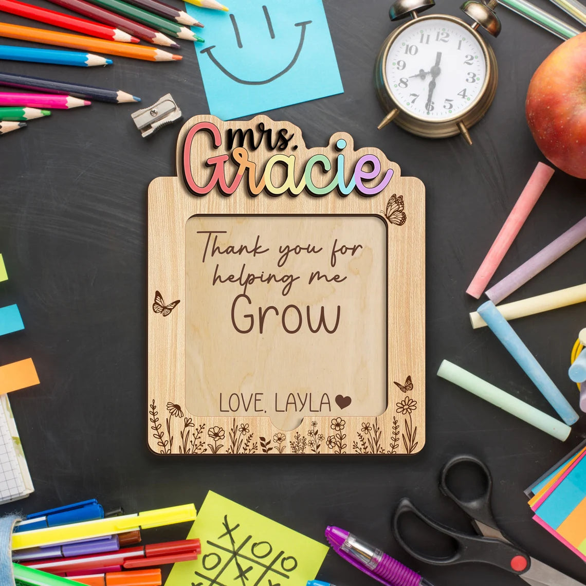 Custom Sticky Note Holder, Personalized Teacher Gift, Teacher Appreciation Gift, End of School Gift