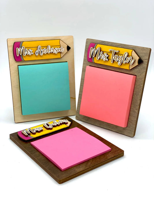 Teacher Sticky Note Pad Holder Gift | Personalized Teacher Name Gift | Student Gift For Teacher