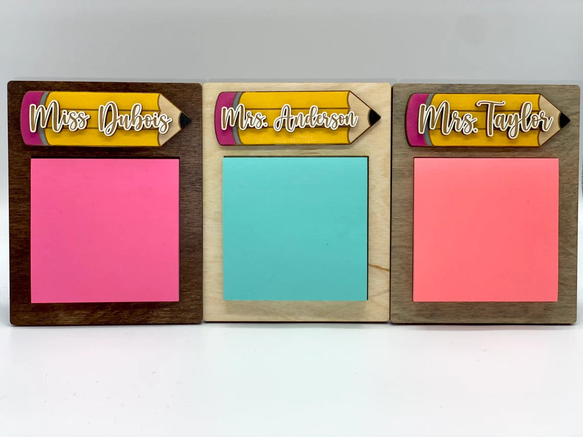 Teacher Sticky Note Pad Holder Gift | Personalized Teacher Name Gift | Student Gift For Teacher