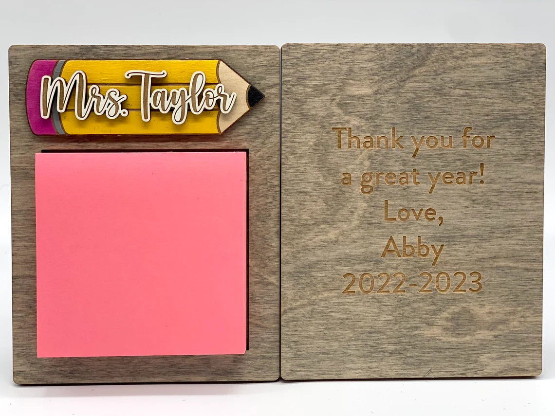 Teacher Sticky Note Pad Holder Gift | Personalized Teacher Name Gift | Student Gift For Teacher